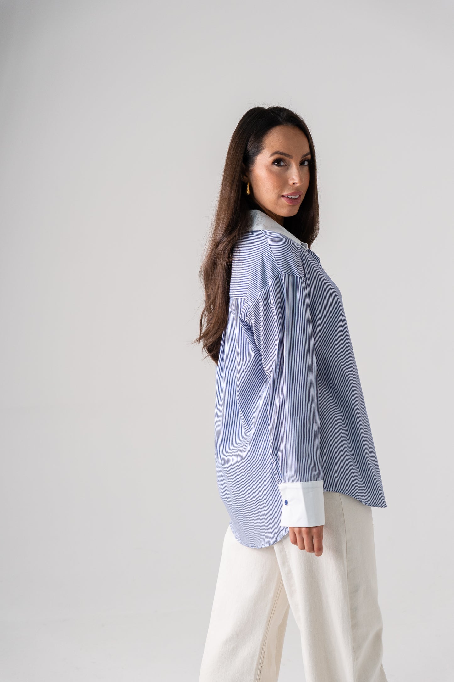 Kiera Pinstripe Shirt In Navy