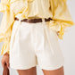 Kiera Pleat Front Shorts In Cream