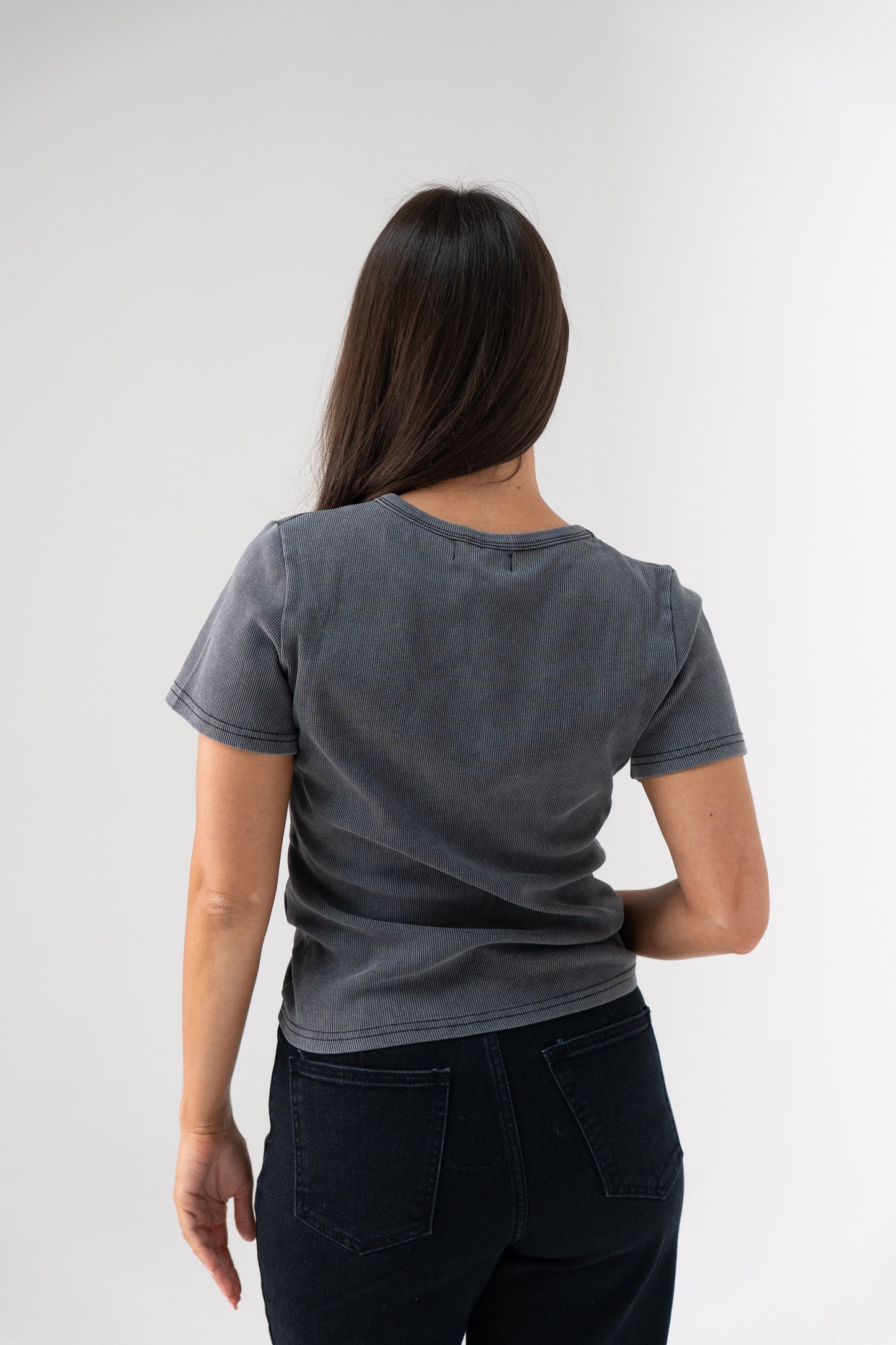 Kiera Ribbed T-Shirt In Black