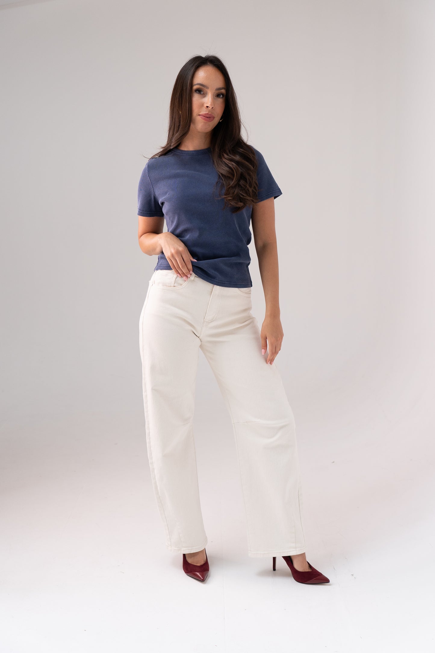 Kiera Ribbed T-Shirt In Blue