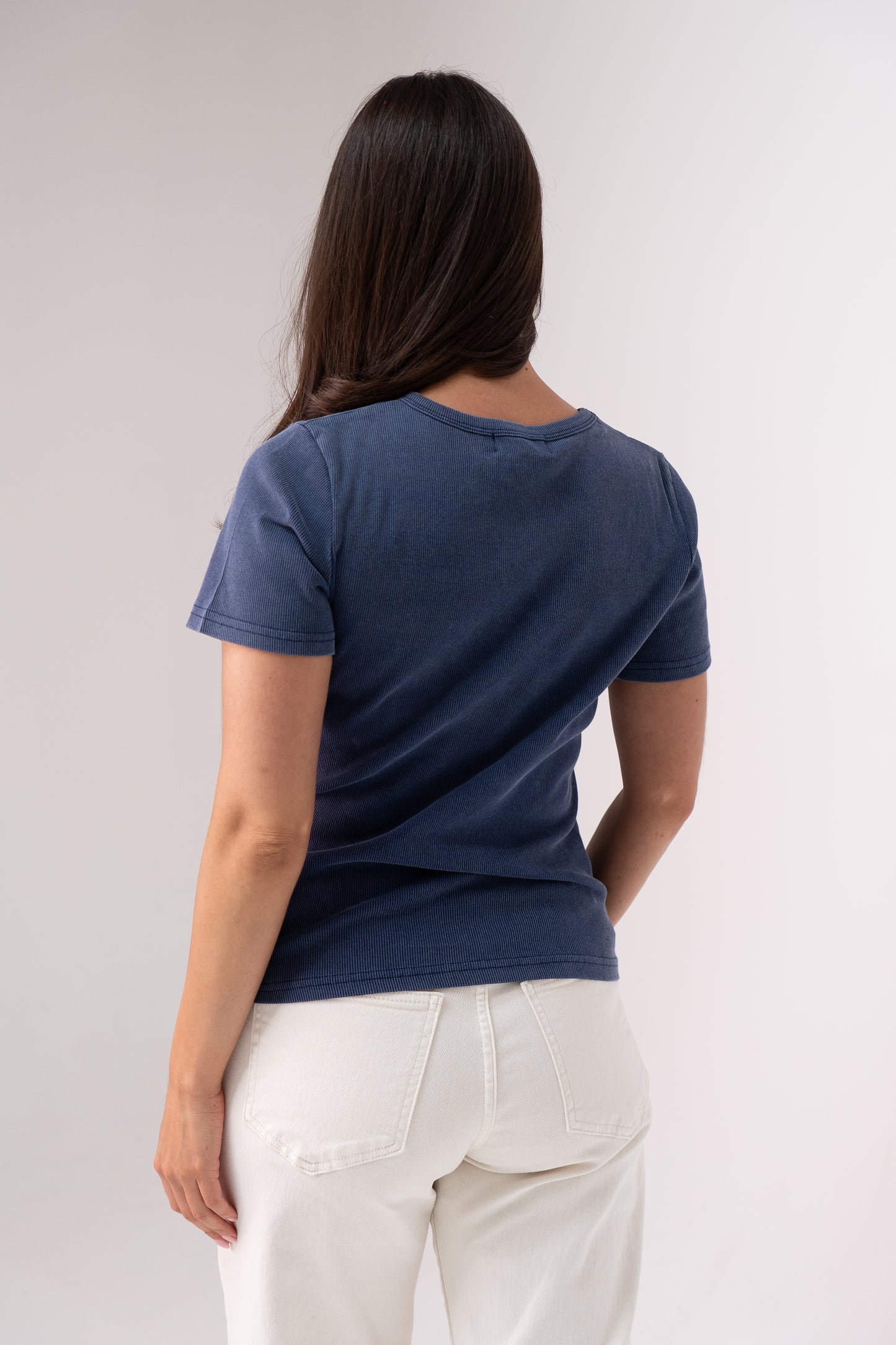 Kiera Ribbed T-Shirt In Blue