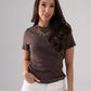 Kiera Ribbed T-Shirt In Brown