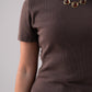 Kiera Ribbed T-Shirt In Brown