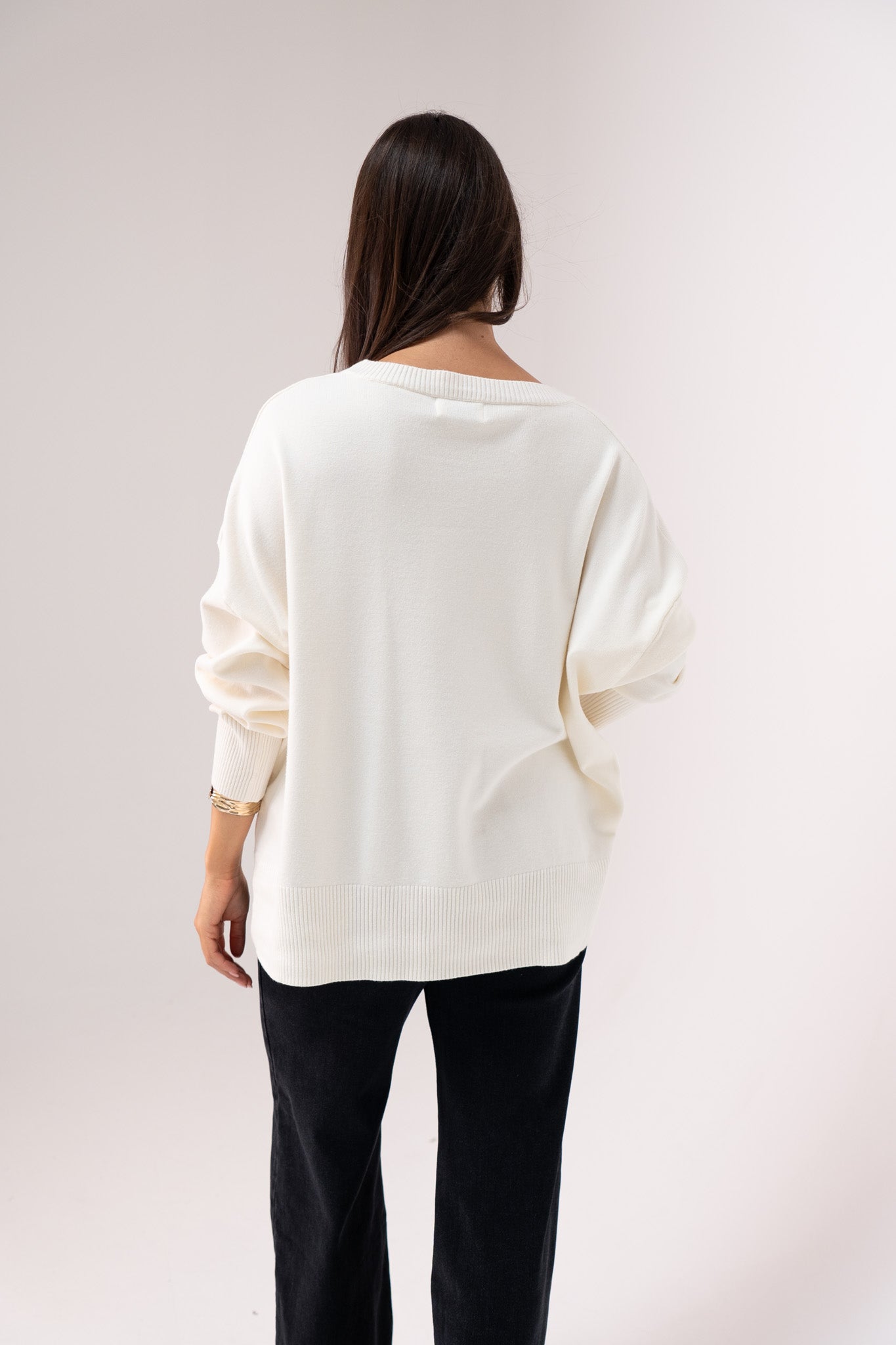 Kiera Round Neck Jumper In Cream