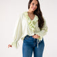 Kiera Ruffle Front Blouse In Green