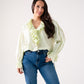 Kiera Ruffle Front Blouse In Green