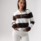 Kiera Rugby Top In Chocolate & Cream