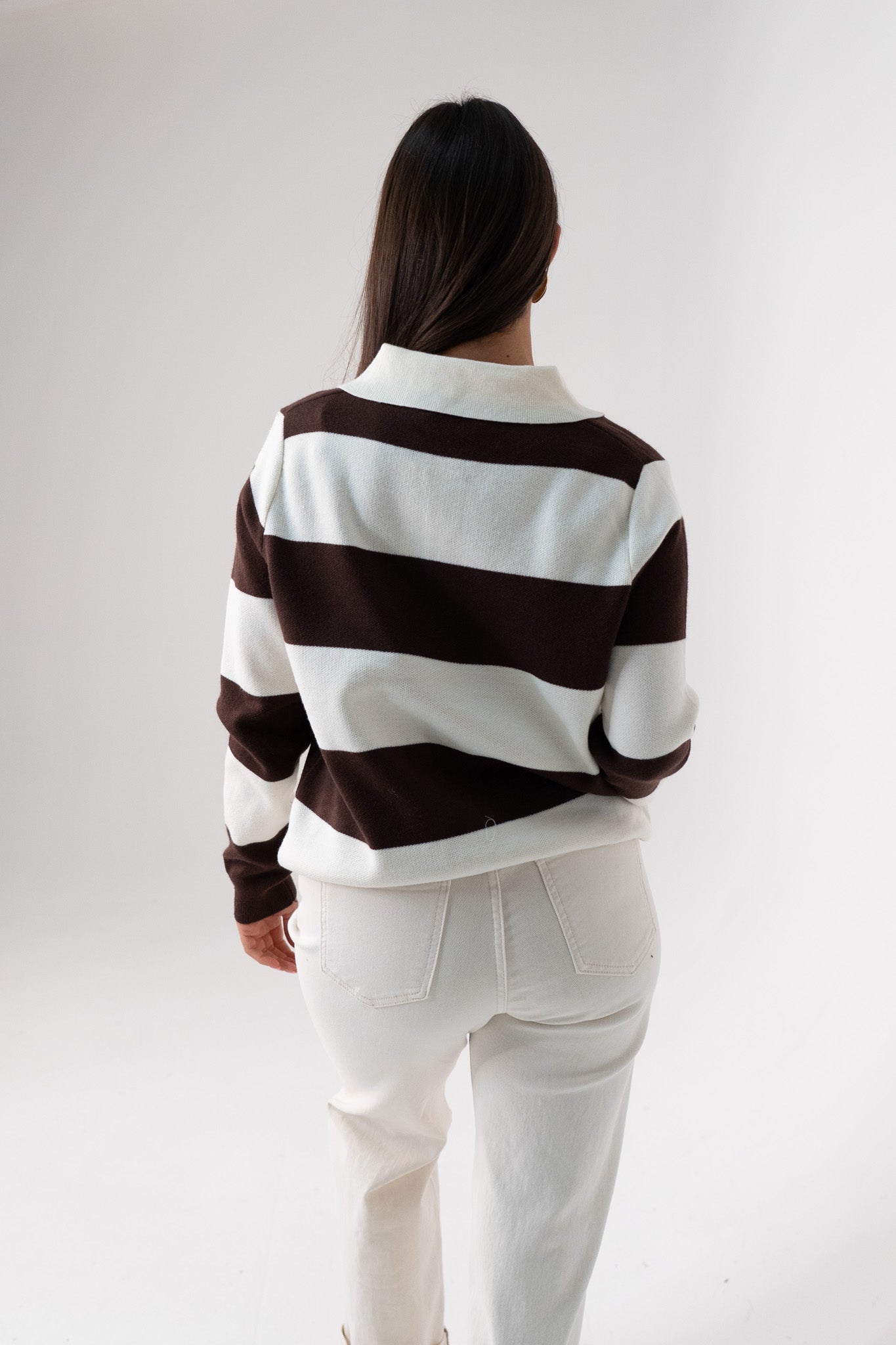 Kiera Rugby Top In Chocolate & Cream