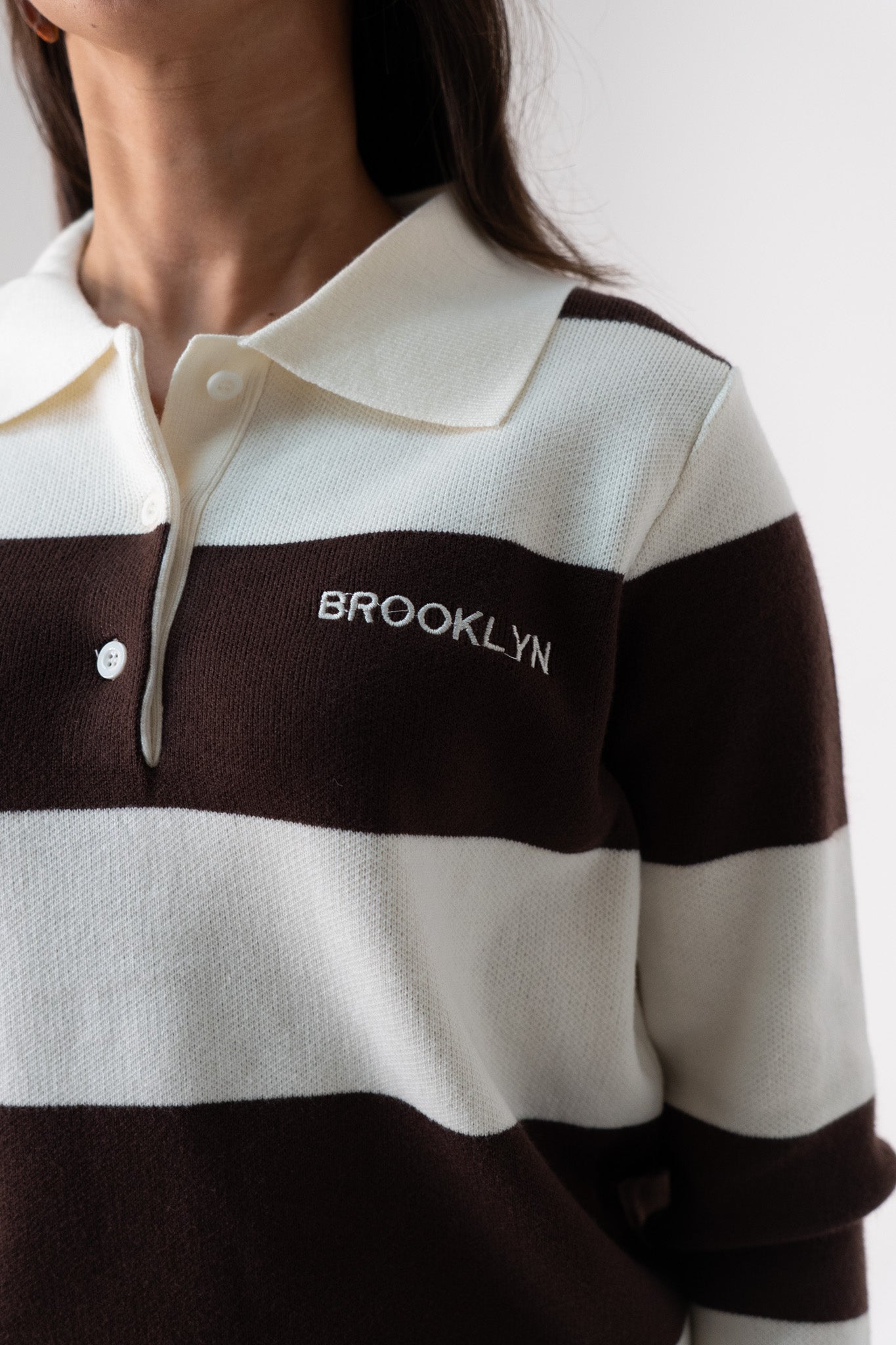 Kiera Rugby Top In Chocolate & Cream