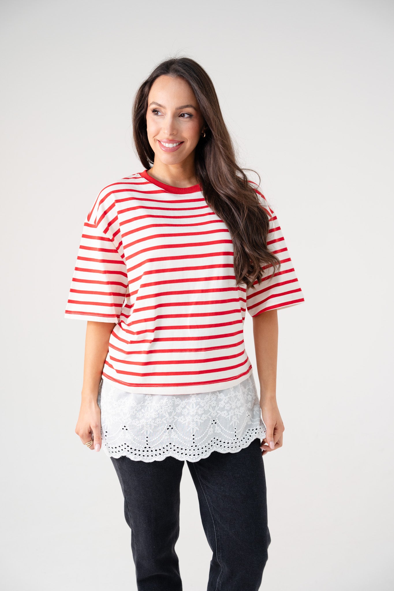 Kiera Stripe T-Shirt In Red