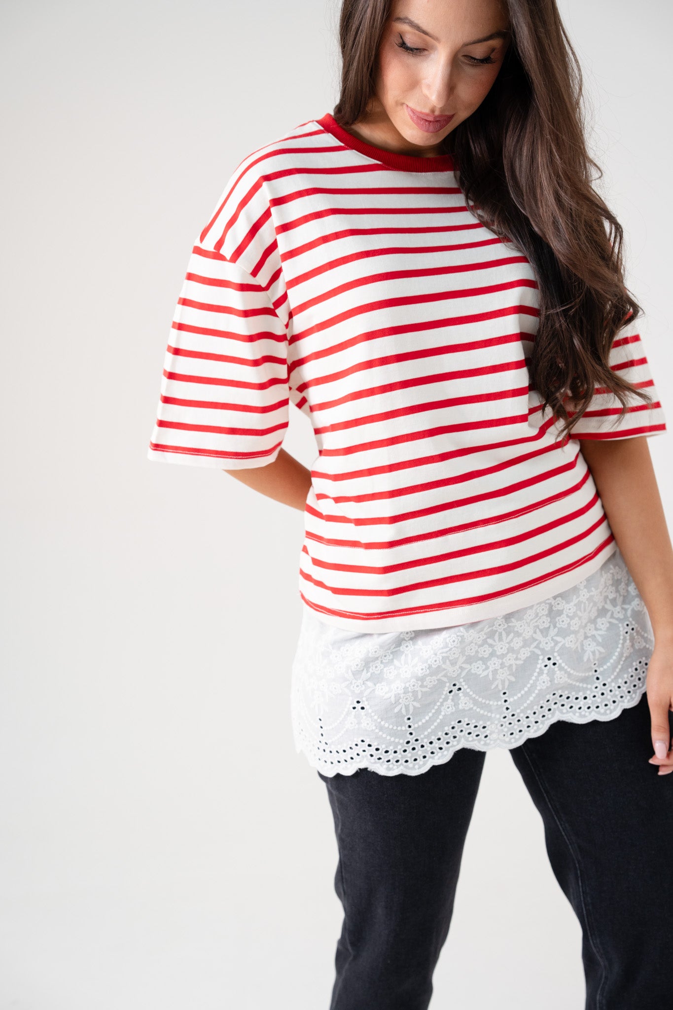 Kiera Stripe T-Shirt In Red