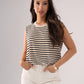 Kiera Striped Bubble Hem Top In Beige