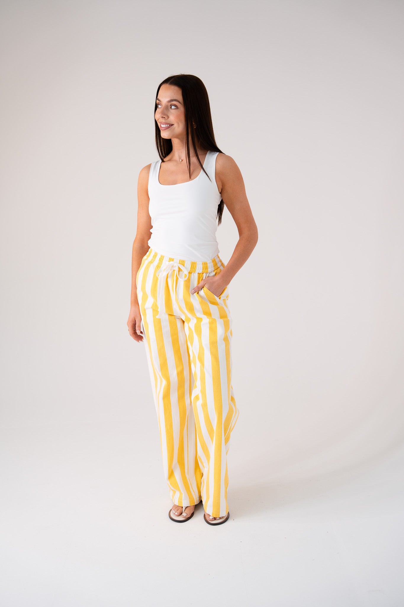 Kiera Striped Trousers In Yellow Mix