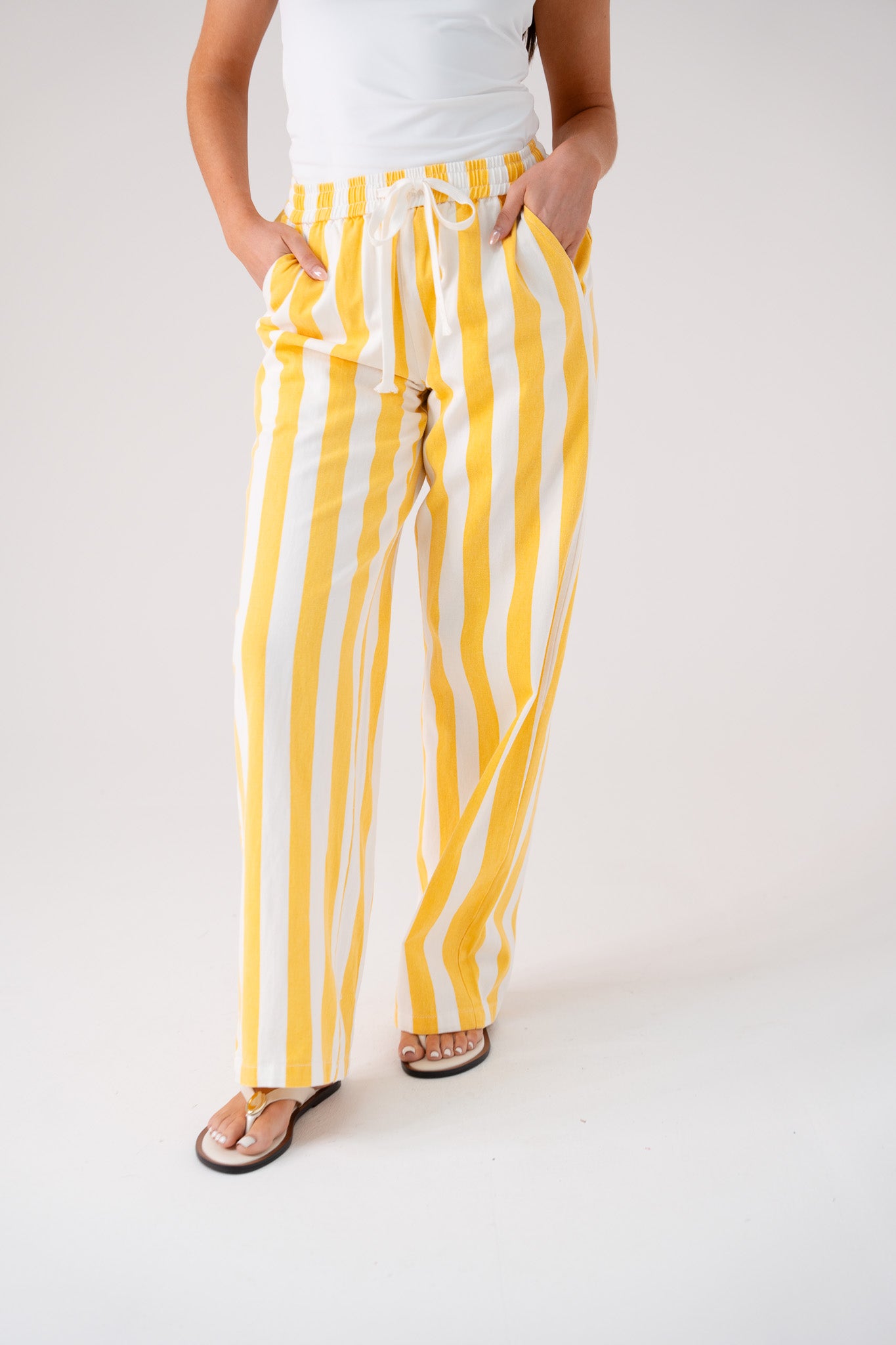 Kiera Striped Trousers In Yellow Mix