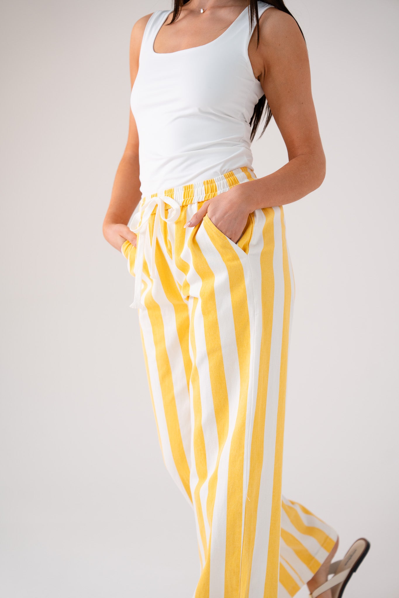 Kiera Striped Trousers In Yellow Mix