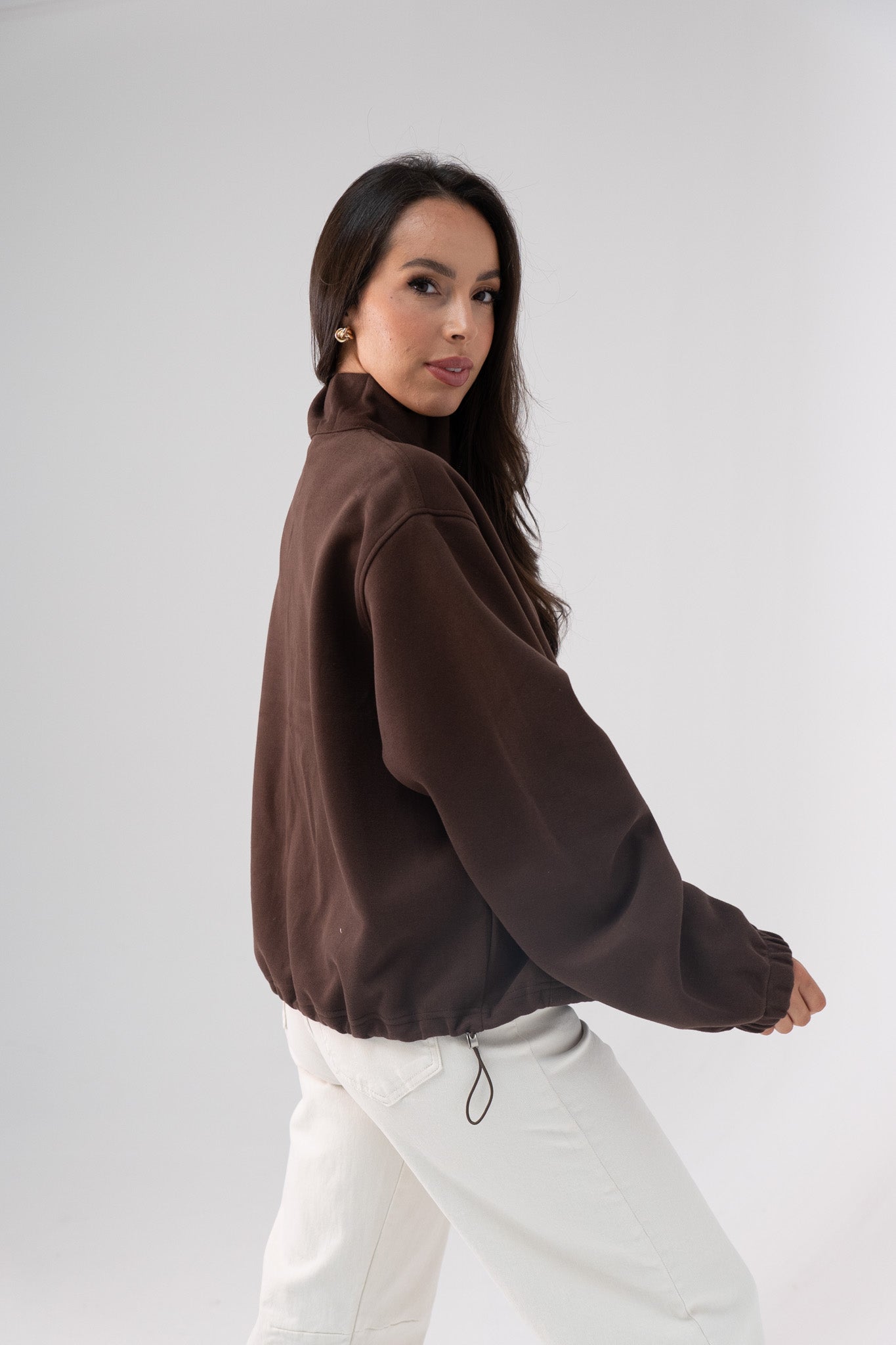 Kiera Tennis Half Zip In Chocolate