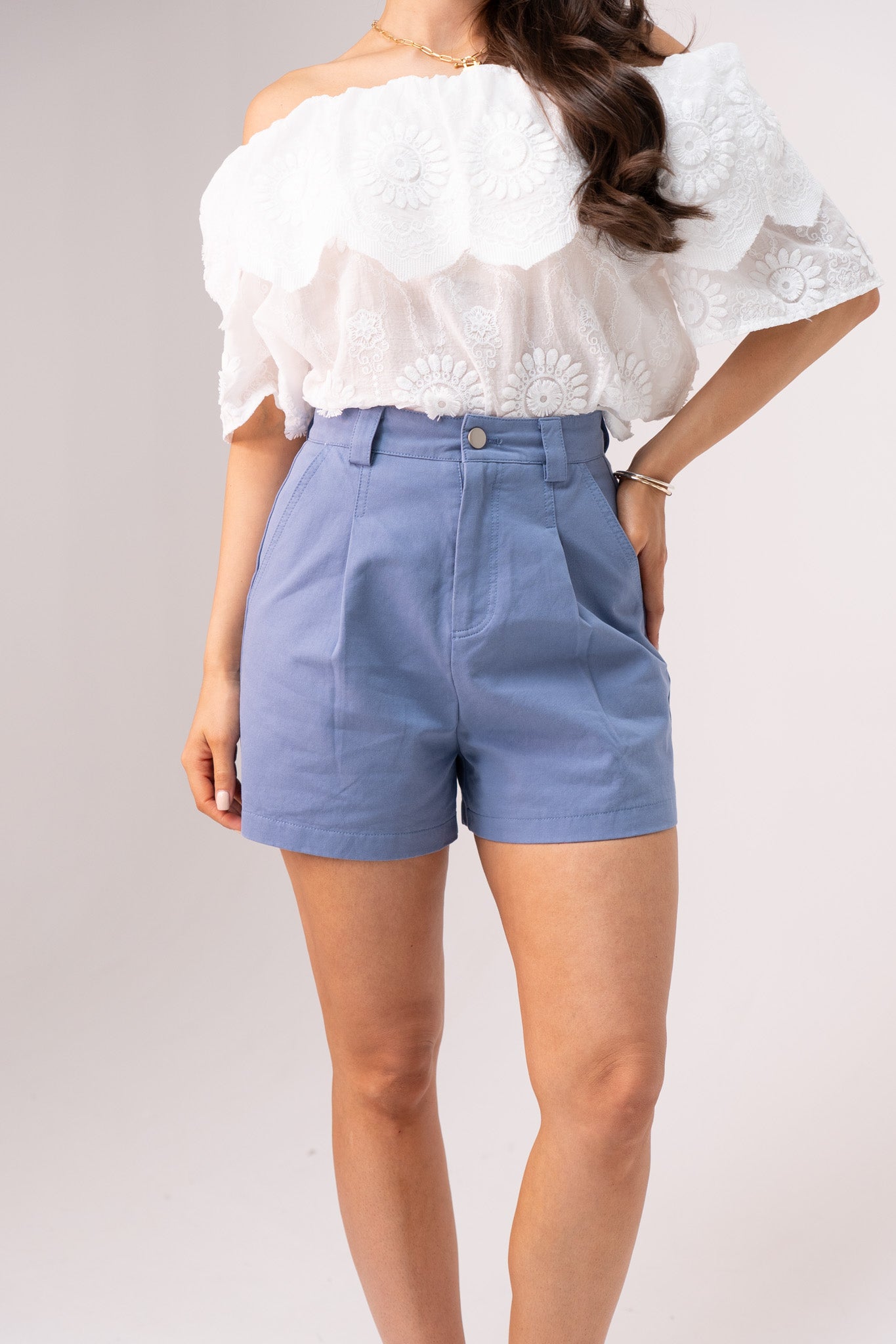 Kiera Cotton Shorts In Blue