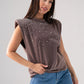 Kiera Embellished Sleeveless Top In Mocha