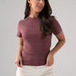 Kiera Ribbed T-Shirt In Bordeaux