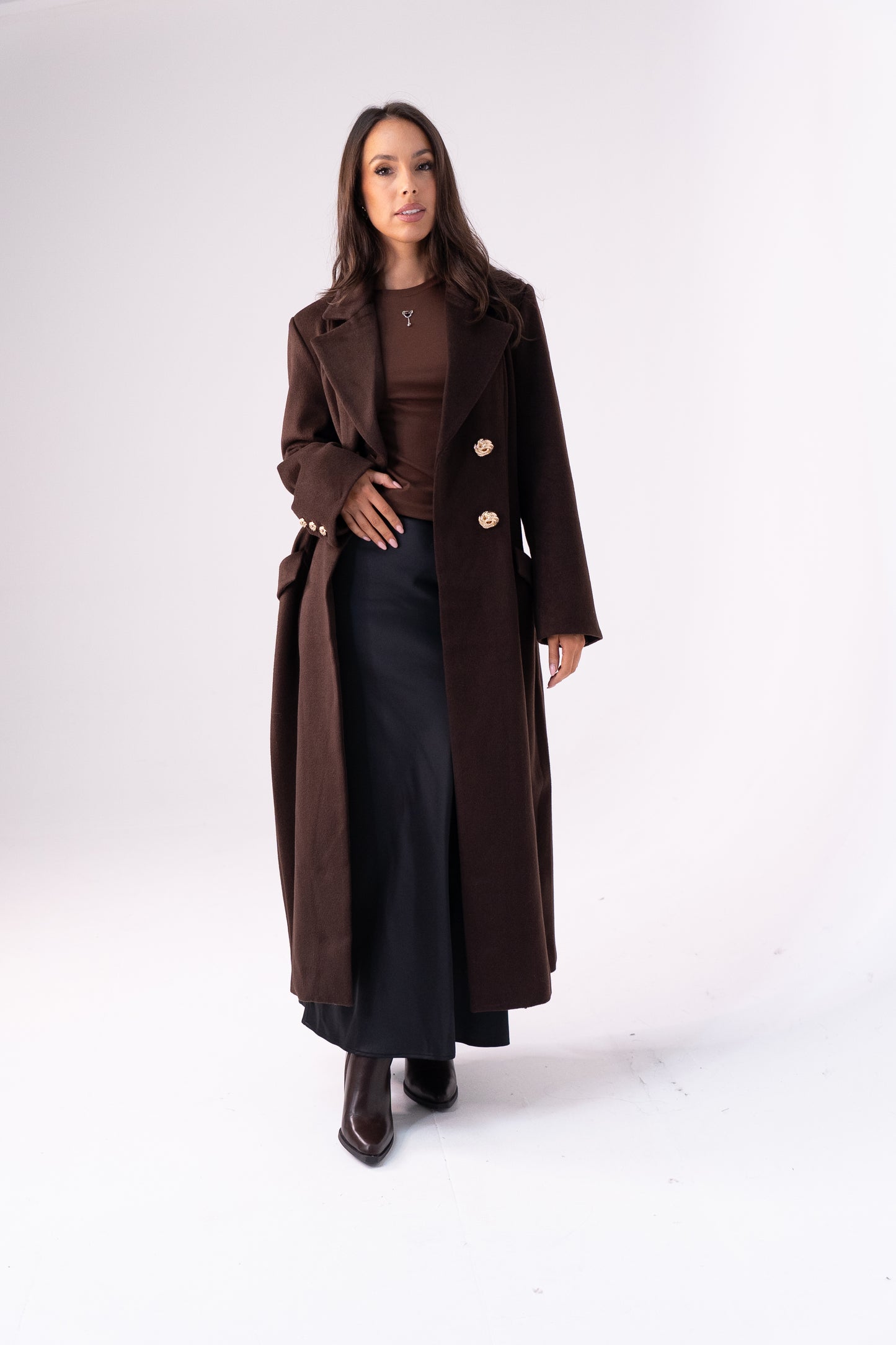 Love Laura Structured Coat In Chocolate
