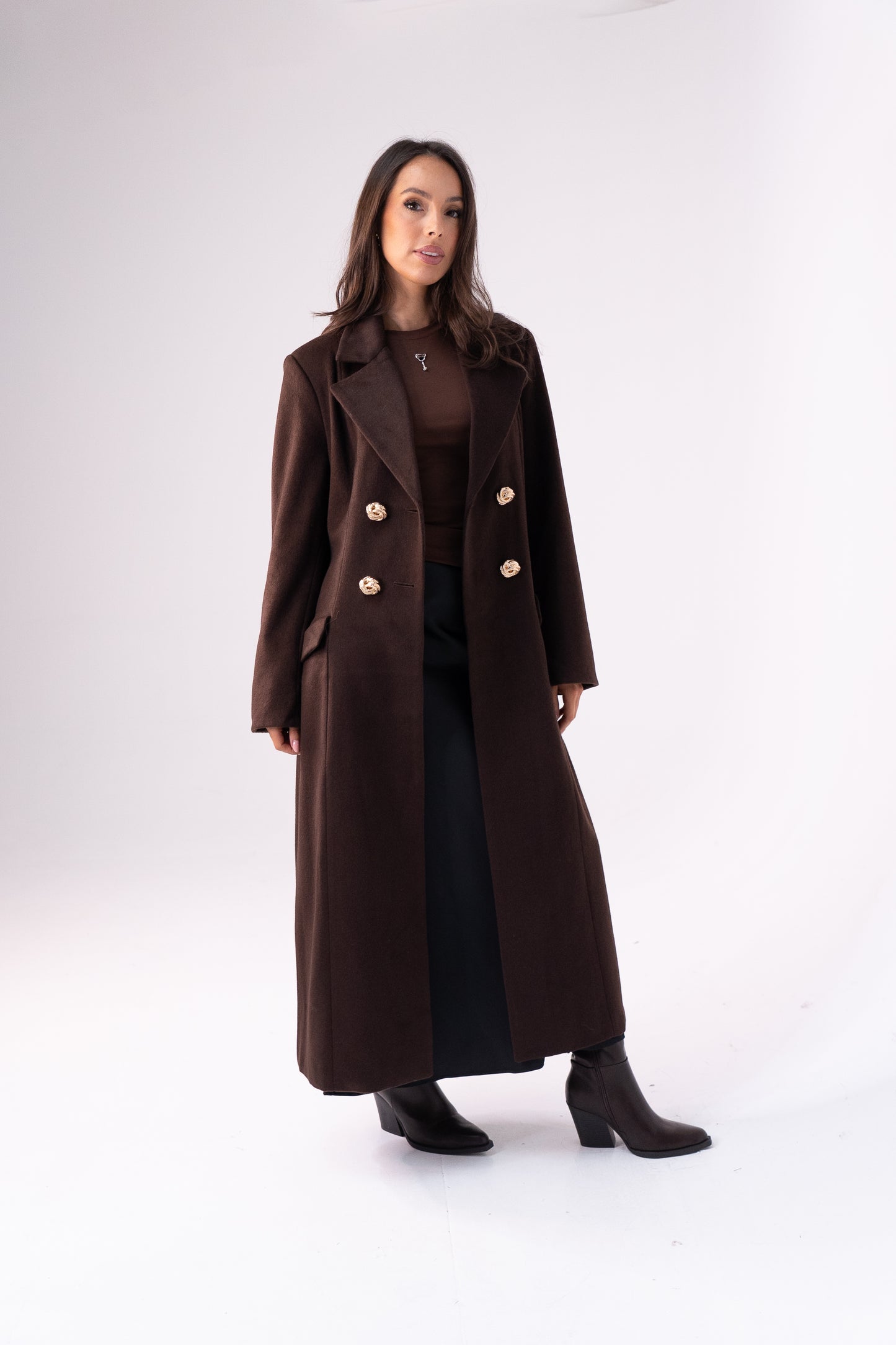 Love Laura Structured Coat In Chocolate