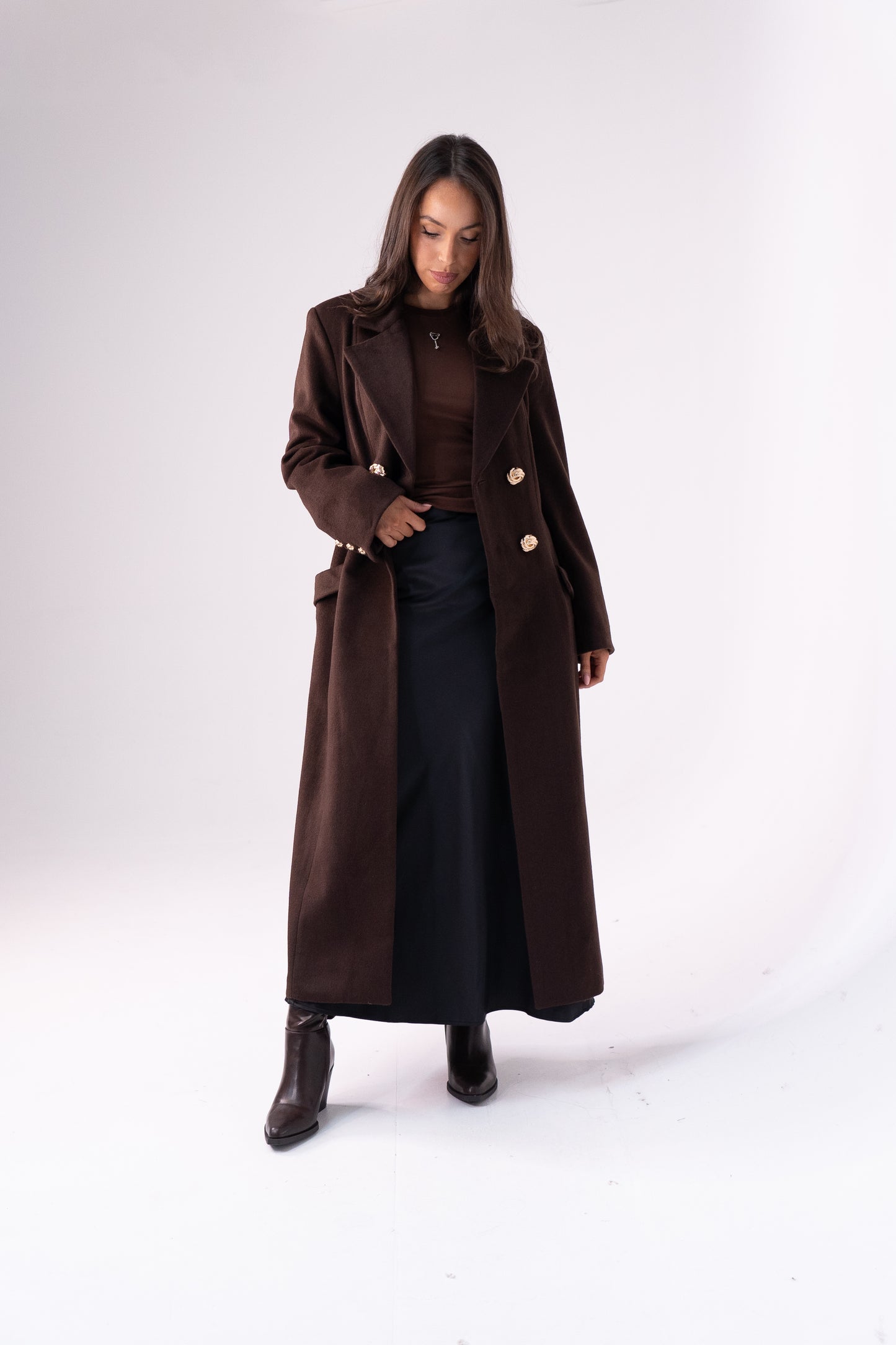 Love Laura Structured Coat In Chocolate