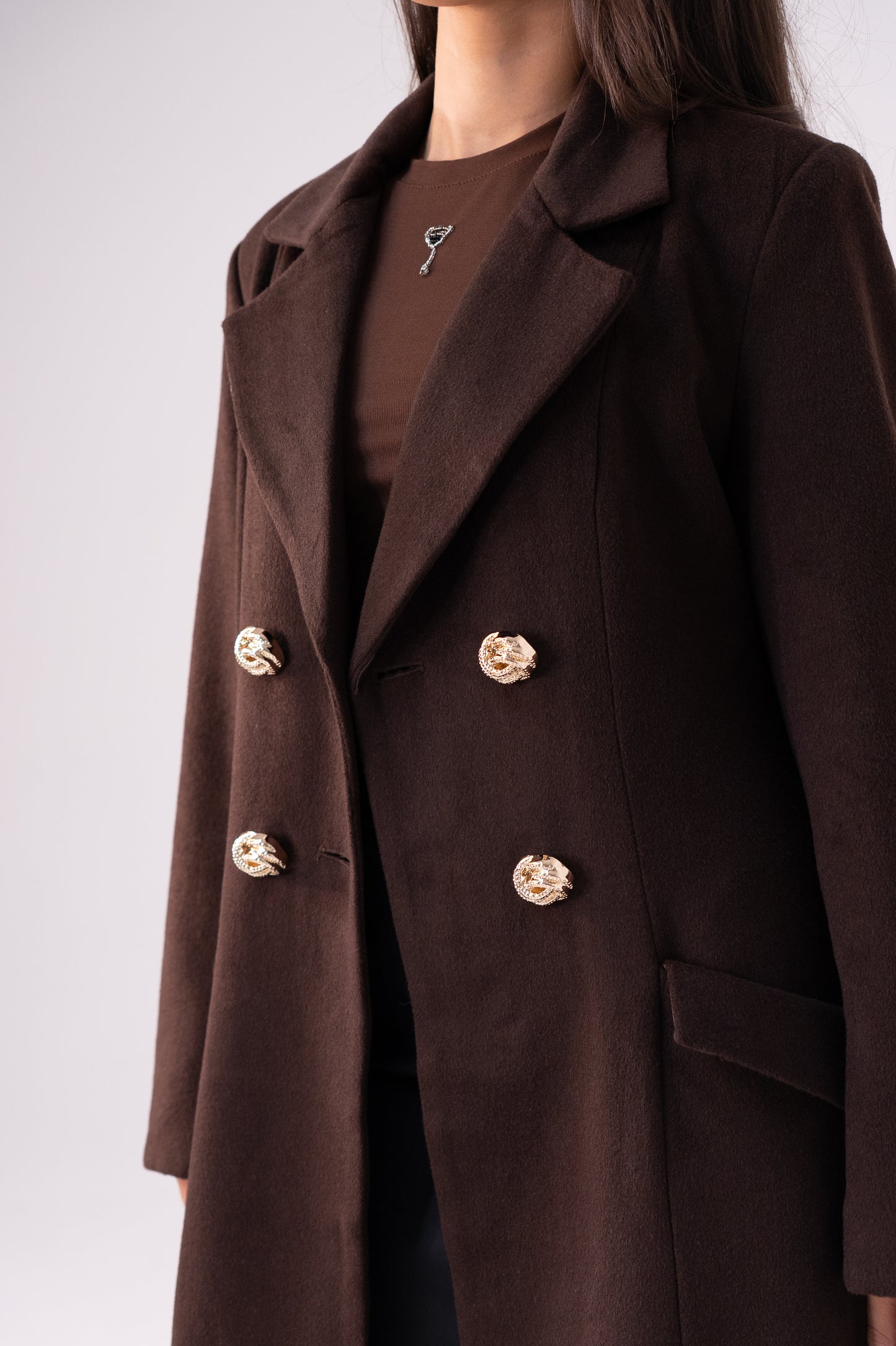 Love Laura Structured Coat In Chocolate