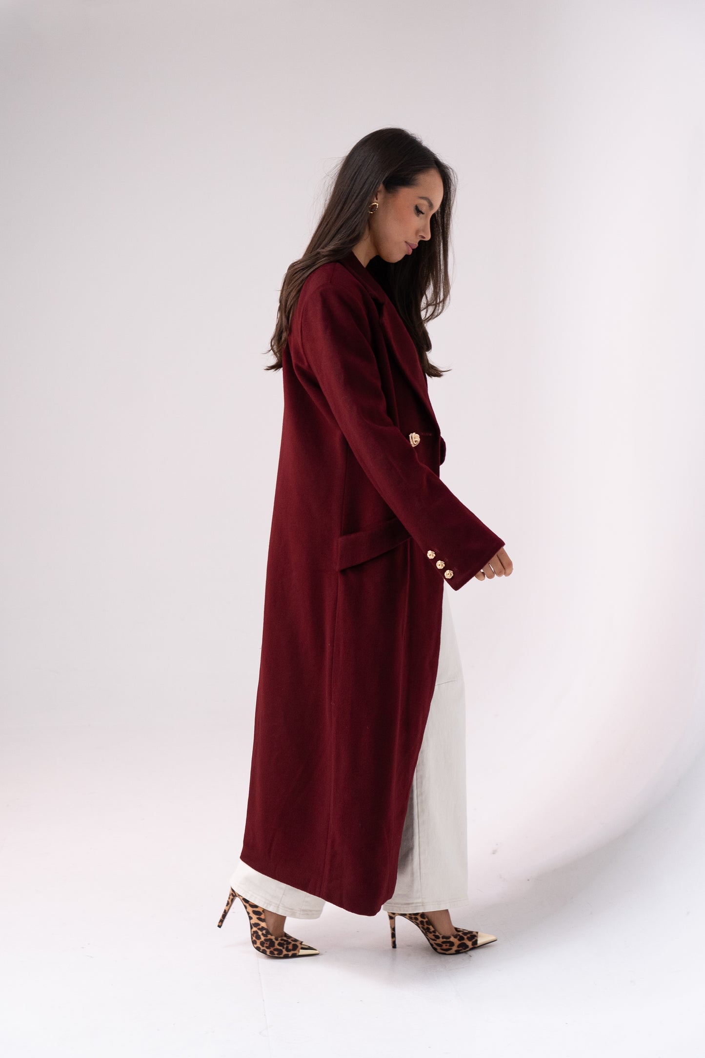 Love Laura Structured Coat In Bordeaux
