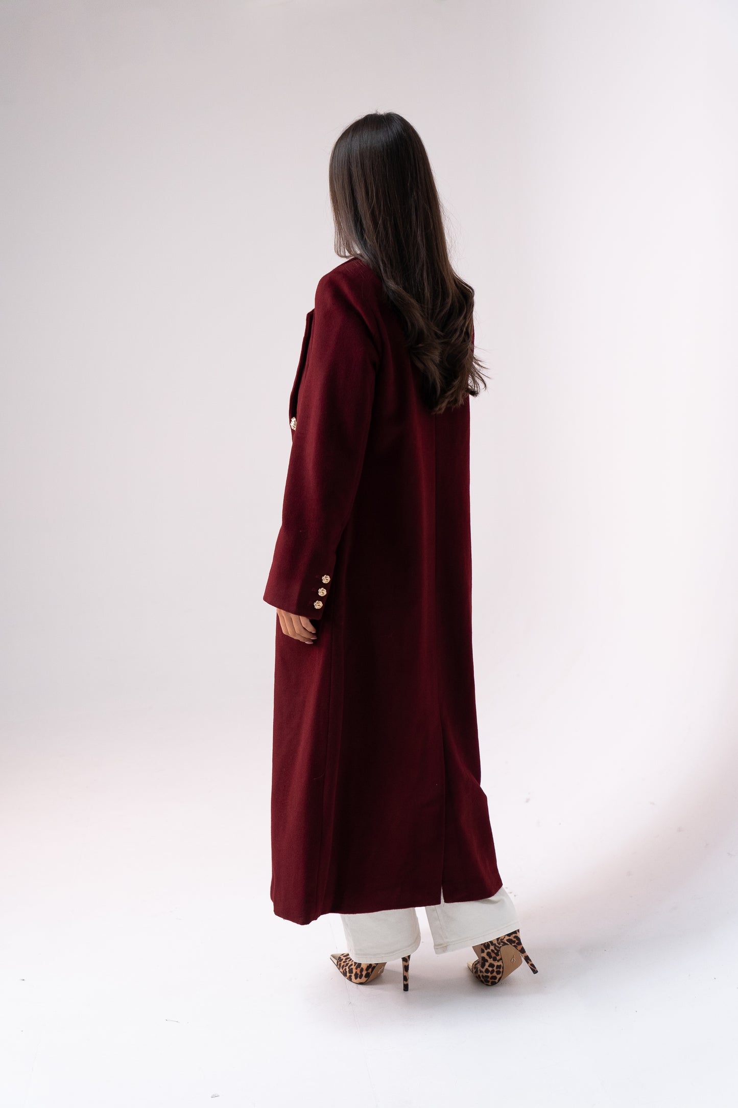 Love Laura Structured Coat In Bordeaux