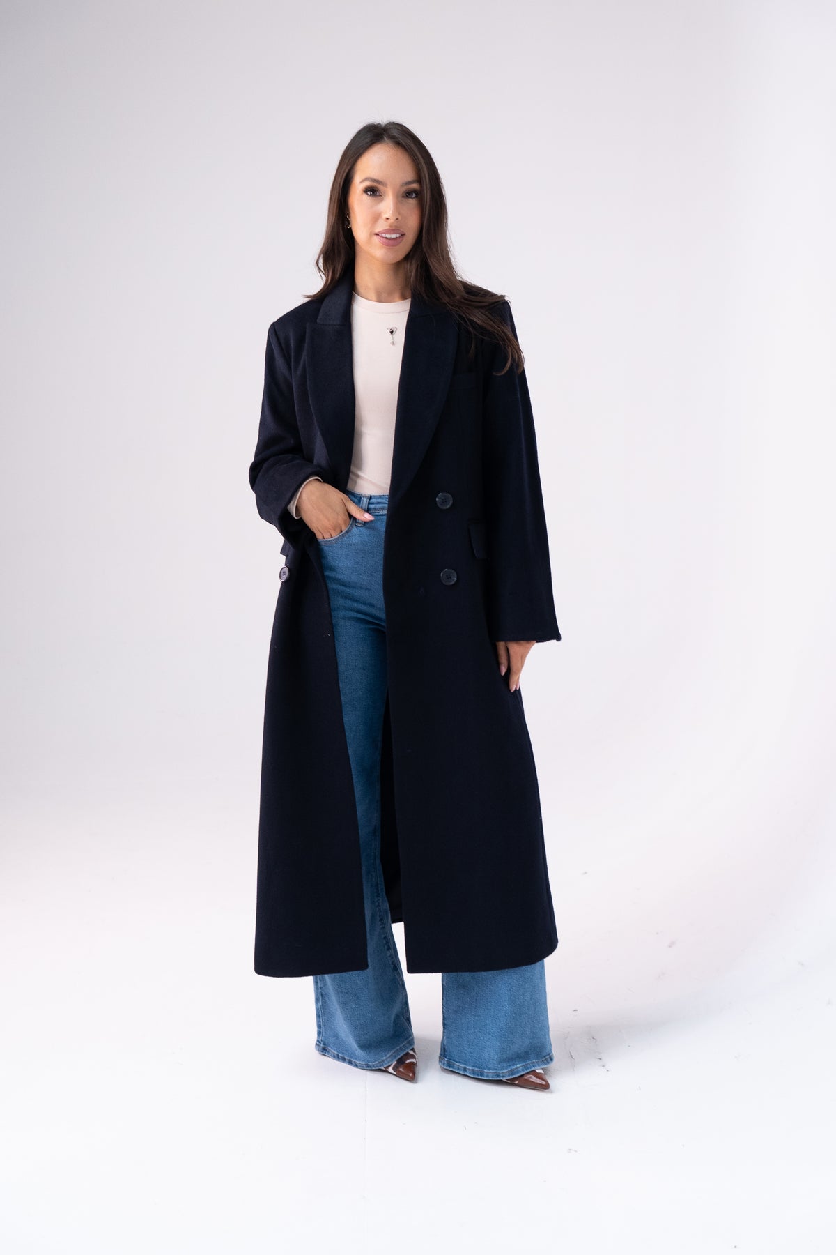 Love Laura Overcoat In Navy