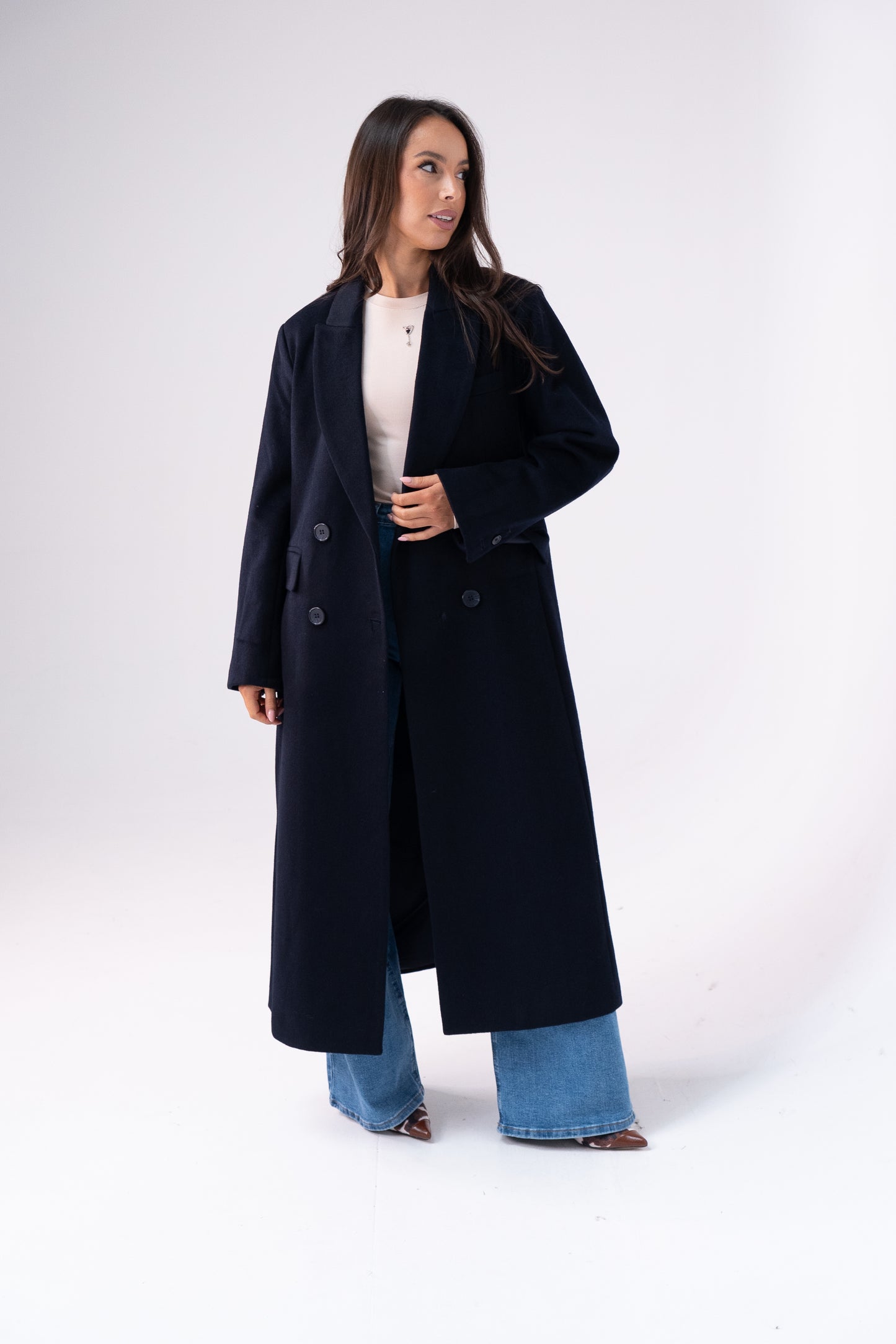 Love Laura Overcoat In Navy