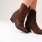 Lauren Ankle Western Boot In Chocolate