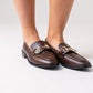Lauren Buckle Faux Leather Loafer In Chocolate