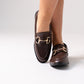 Lauren Buckle Faux Leather Loafer In Chocolate
