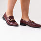 Lauren Buckle Faux Leather Loafer In Wine