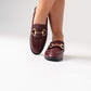 Lauren Buckle Faux Leather Loafer In Wine