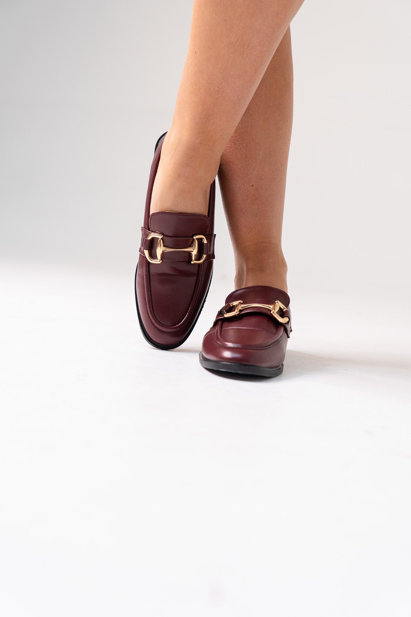 Lauren Buckle Faux Leather Loafer In Wine