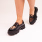 Winnie Leopard Print Loafers In Black