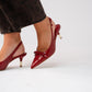 Lauren Faux Croc Kitten Heel In Red