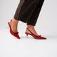 Lauren Faux Croc Kitten Heel In Red