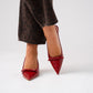 Lauren Faux Croc Kitten Heel In Red