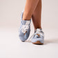 Lauren Faux Suede Trainers In Powder Blue
