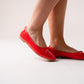 Lauren Patent Ballet Pumps In Red