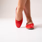 Lauren Patent Ballet Pumps In Red
