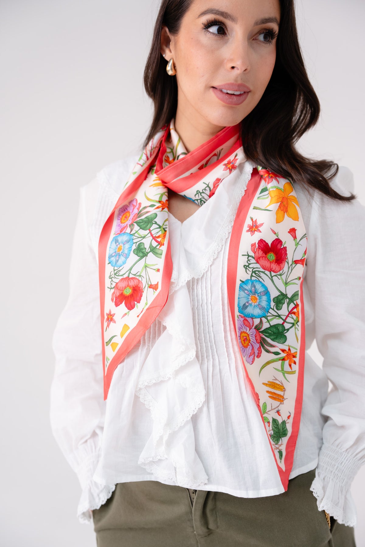 Leah Floral Neck Scarf In Pink Mix