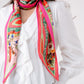 Leah Floral Neck Scarf In Red Mix