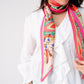Leah Floral Neck Scarf In Pink Mix