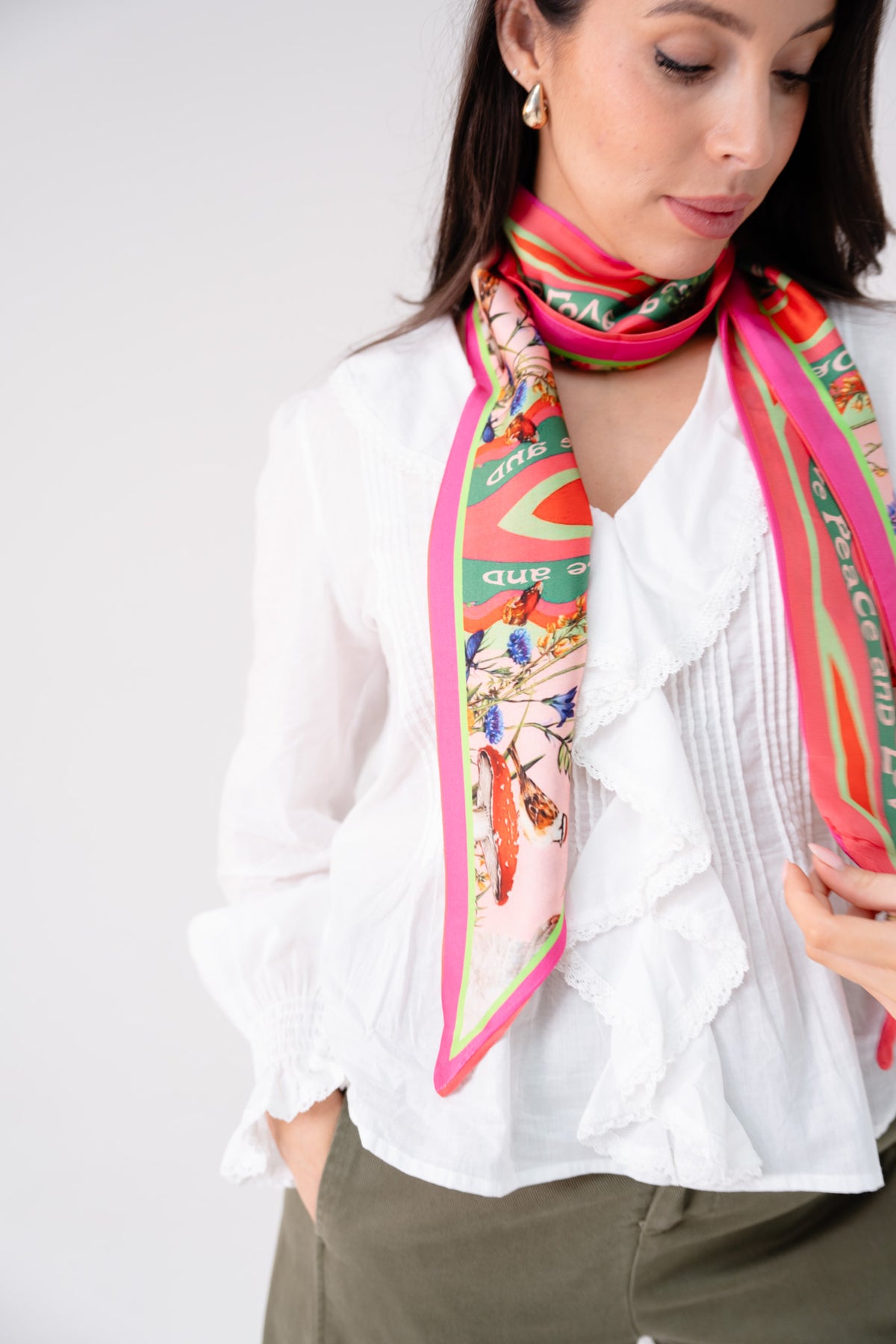Leah Floral Neck Scarf In Pink Mix