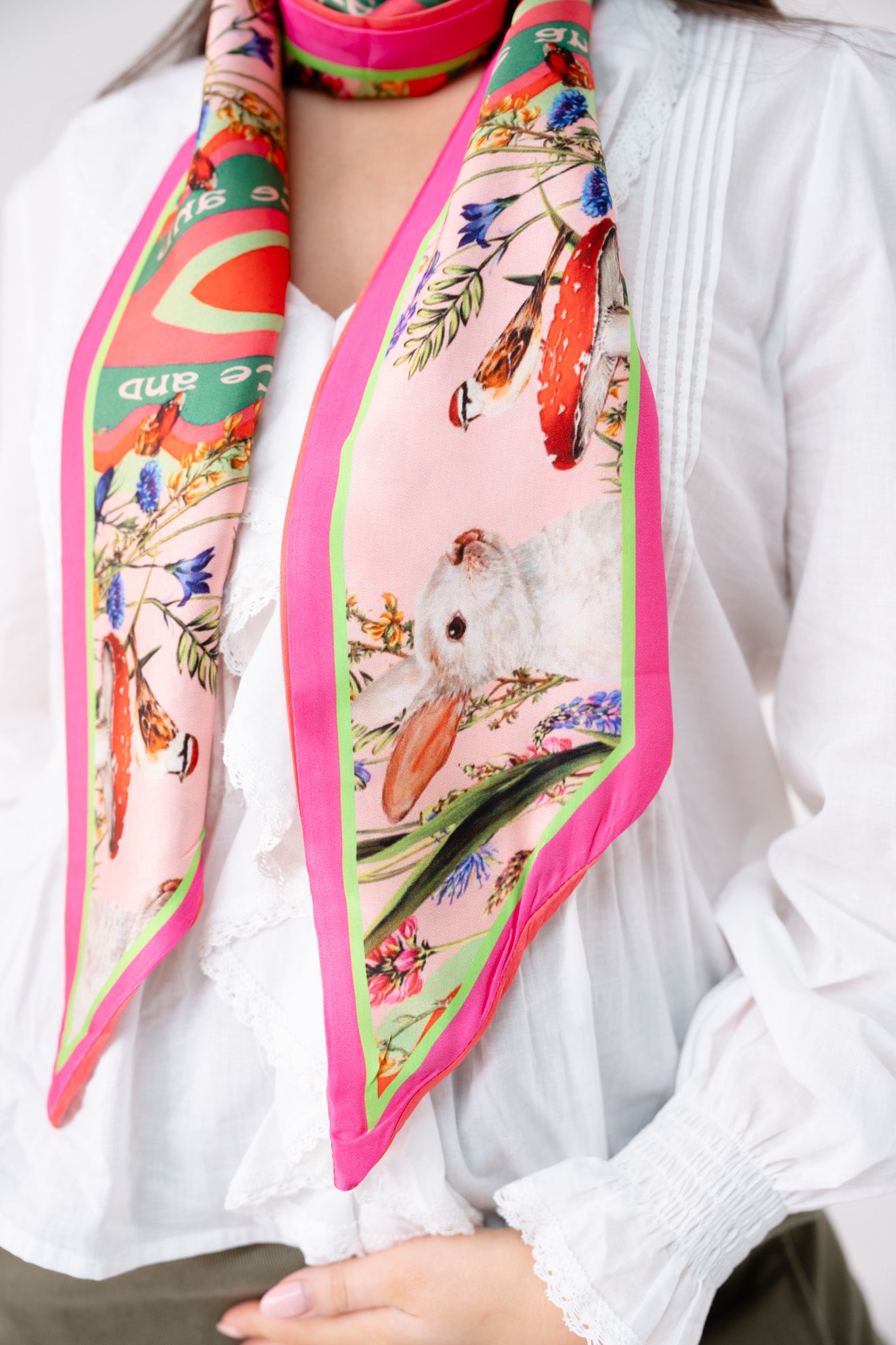 Leah Floral Neck Scarf In Pink Mix