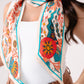 Leah Floral Neck Scarf In Teal Mix